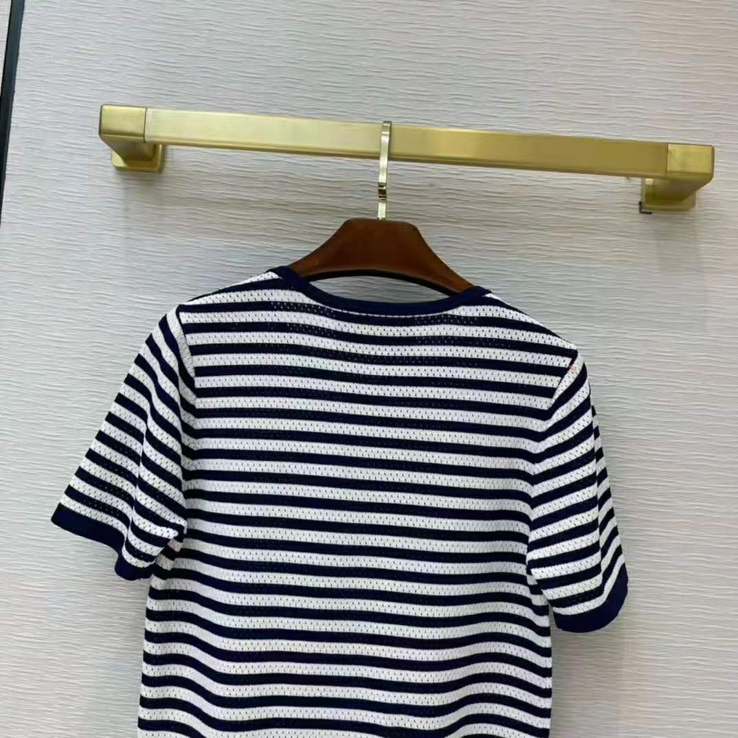 Gucci Men Disney x Gucci Donald Duck Striped T-Shirt Cotton Jersey Crewneck Short Sleeves
