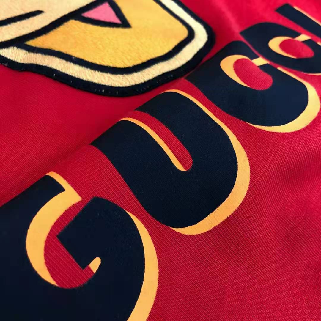Gucci Men Disney x Gucci Donald Duck Sweatshirt Cotton Crewneck Oversized Fit-Red