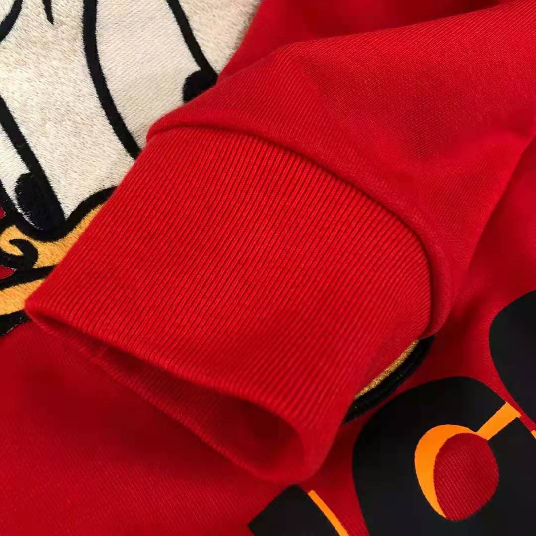 Gucci Men Disney x Gucci Donald Duck Sweatshirt Cotton Crewneck Oversized Fit-Red
