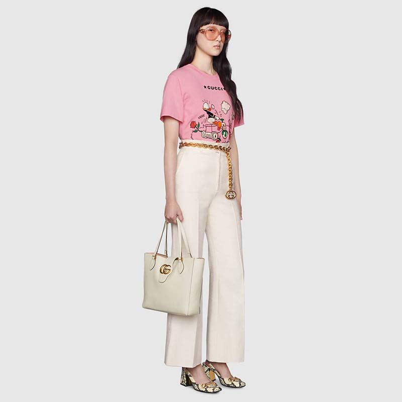 Gucci Women Disney x Gucci Donald Duck T-Shirt Cotton Jersey Crewneck Short Sleeves-Pink