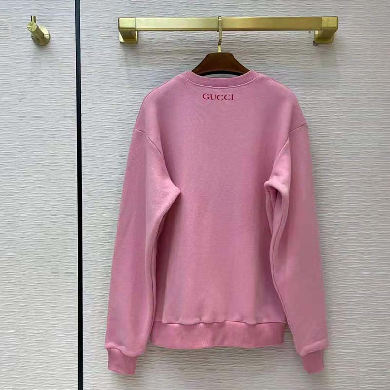 Gucci Men Doraemon x Gucci Cotton Sweatshirt Crewneck Oversized Fit-Pink