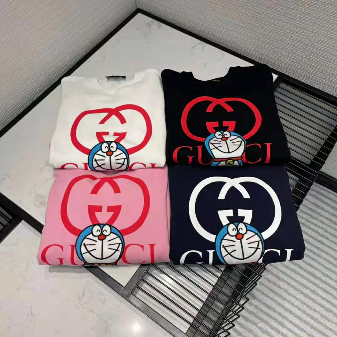Gucci Men Doraemon x Gucci Cotton Sweatshirt Crewneck Oversized Fit-Pink