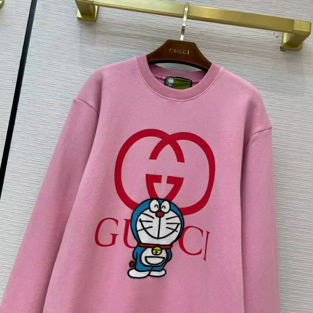 Gucci Men Doraemon x Gucci Cotton Sweatshirt Crewneck Oversized Fit-Pink