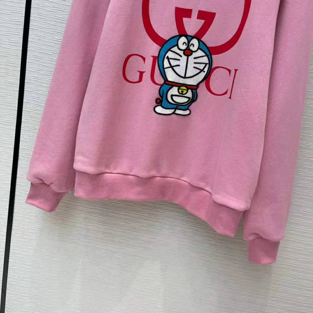 Gucci Men Doraemon x Gucci Cotton Sweatshirt Crewneck Oversized Fit-Pink