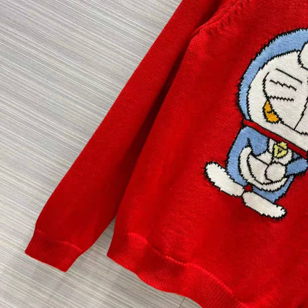 Gucci Men Doraemon x Gucci Wool Sweater Red Crewneck Label On the Back