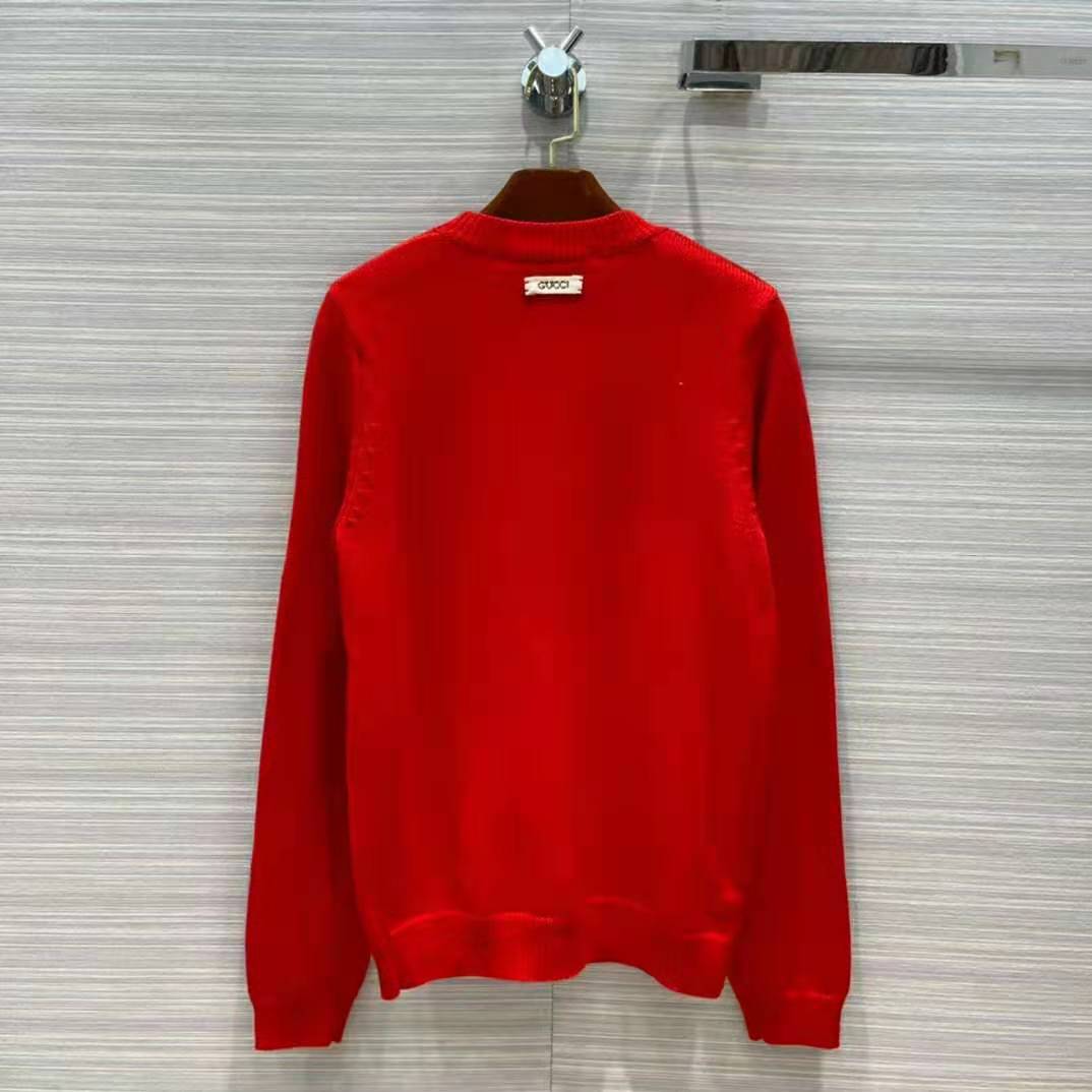 Gucci Men Doraemon x Gucci Wool Sweater Red Crewneck Label On the Back