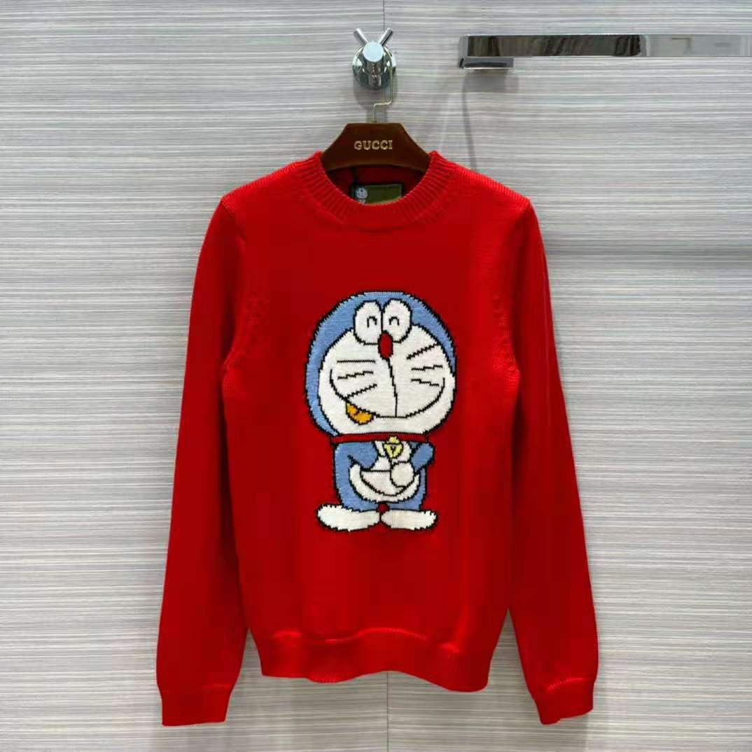 Gucci Men Doraemon x Gucci Wool Sweater Red Crewneck Label On the Back