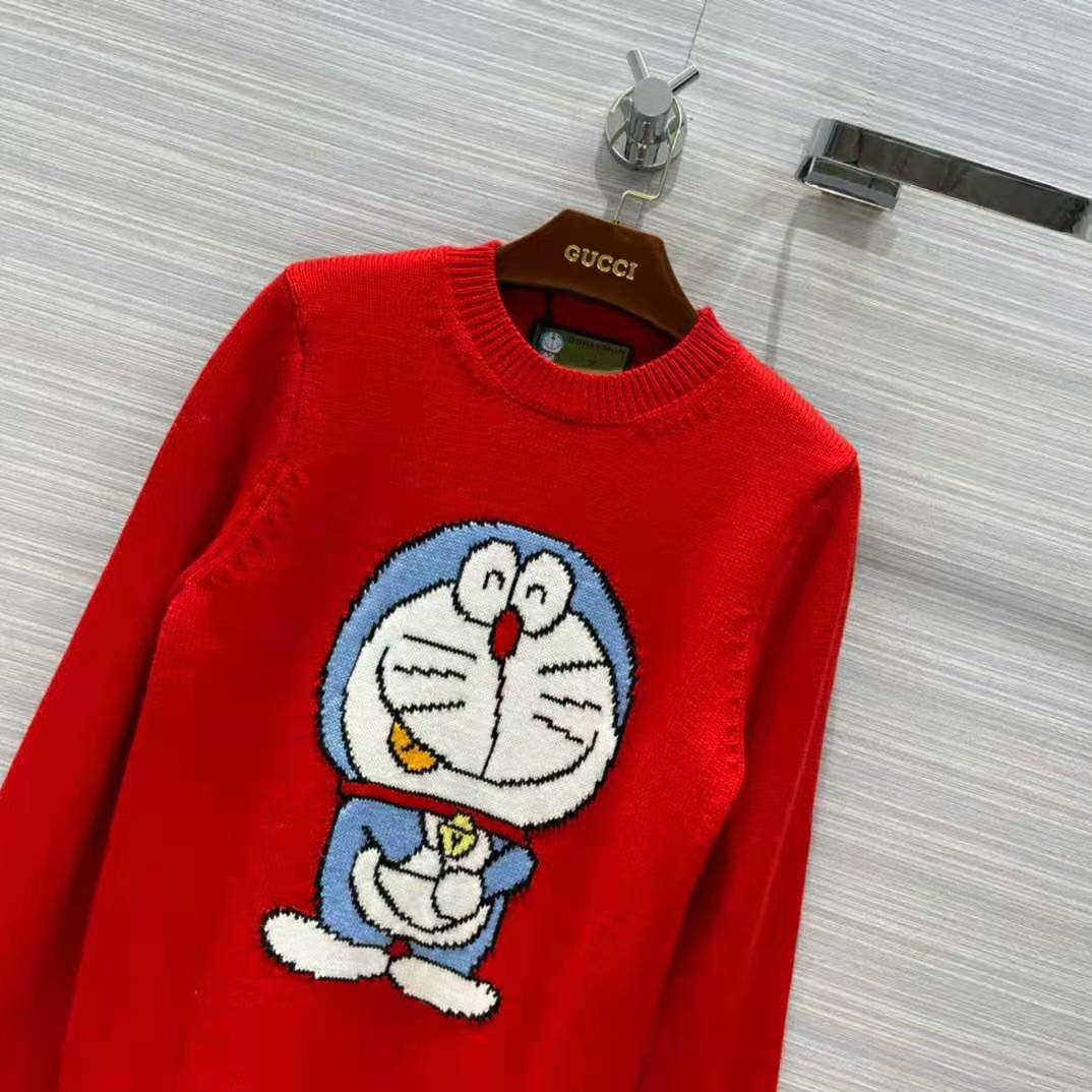 Gucci Men Doraemon x Gucci Wool Sweater Red Crewneck Label On the Back