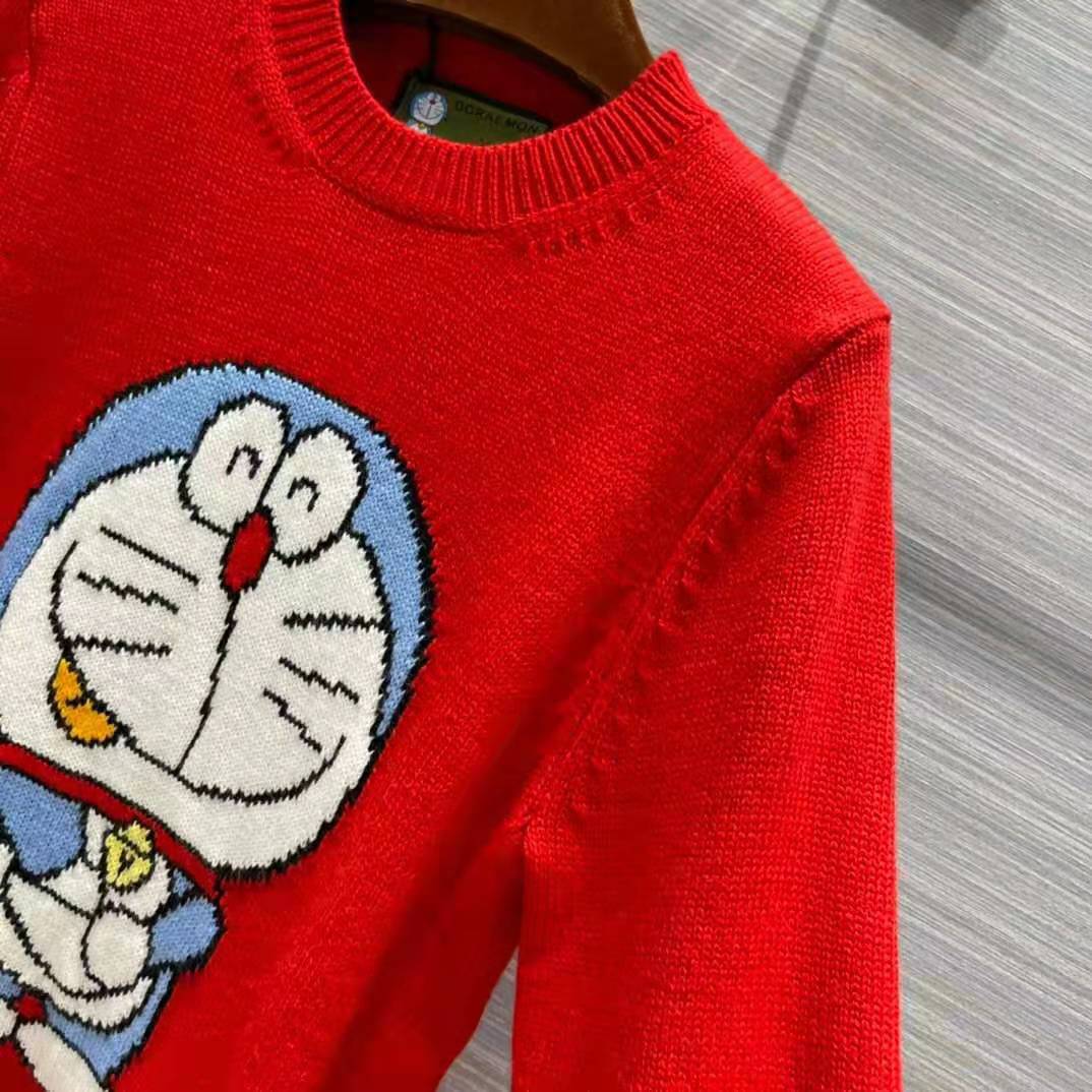 Gucci Men Doraemon x Gucci Wool Sweater Red Crewneck Label On the Back