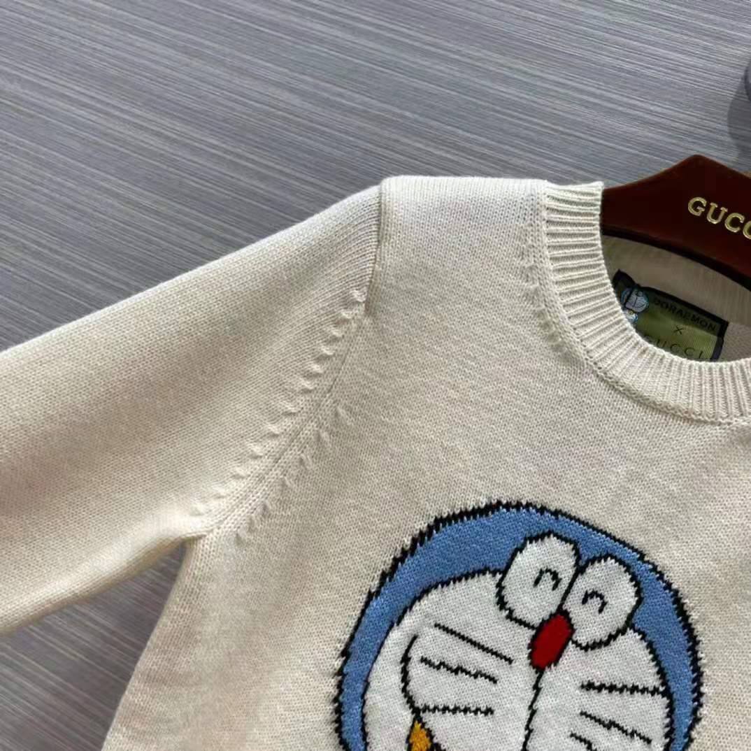 Gucci Men Doraemon x Gucci Wool Sweater White Crewneck