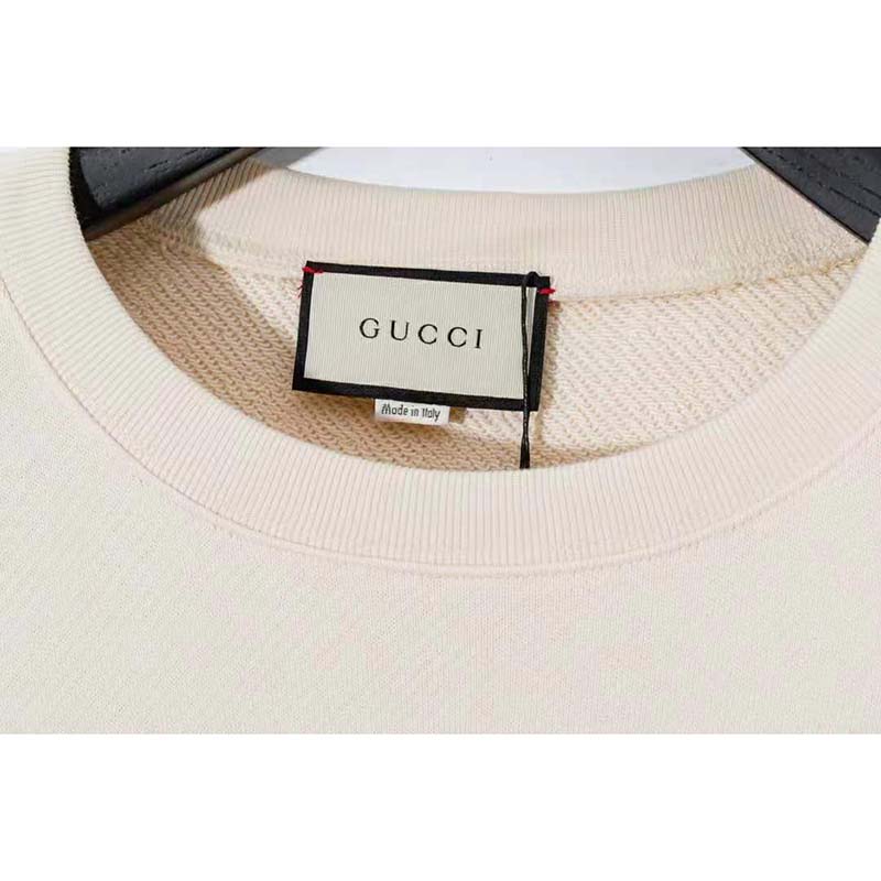 Gucci Men Gucci ‘Mad Cookies’ Print Sweatshirt Cotton Crewneck Slim Fit-White