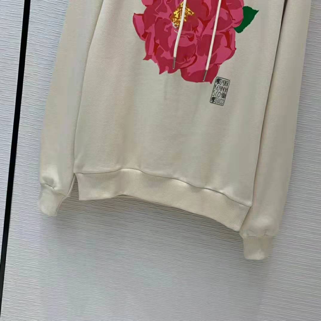 Gucci Men Ken Scott Print Cotton Hooded Sweatshirt Fixed Hood Oversize Fit Cotton