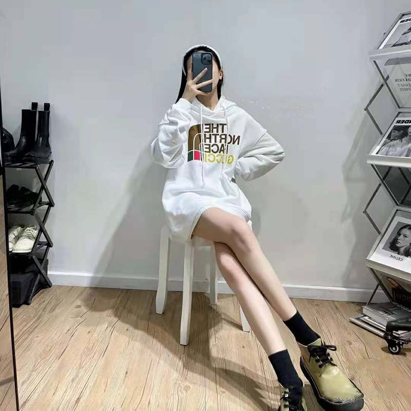 Gucci Women The North Face x Gucci Cotton Sweatshirt Crewneck Long Sleeves-White