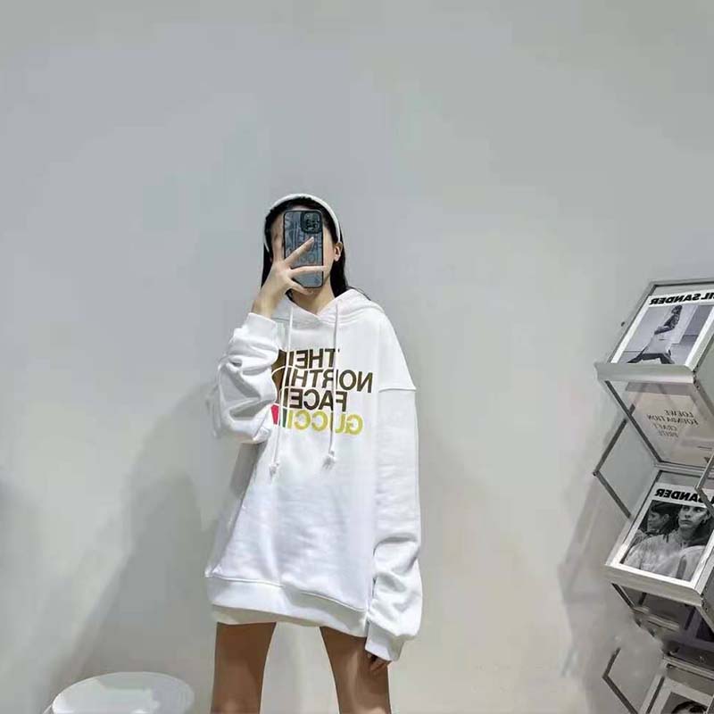 Gucci Women The North Face x Gucci Cotton Sweatshirt Crewneck Long Sleeves-White