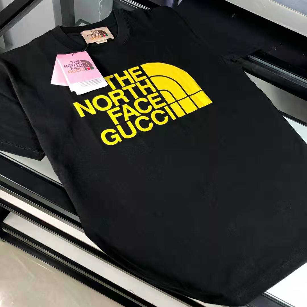 Gucci Men The North Face x Gucci Oversize T-Shirt Black Cotton Jersey Crewneck