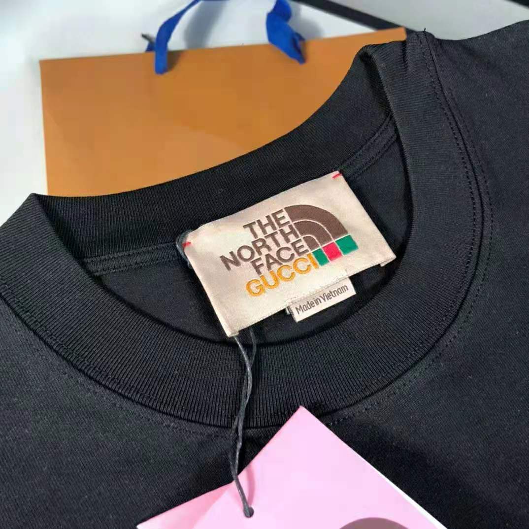Gucci Men The North Face x Gucci Oversize T-Shirt Black Cotton Jersey Crewneck