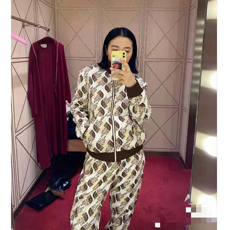 Gucci Women The North Face x Gucci Web Print Technical Jersey Jacket Polyester Cotton
