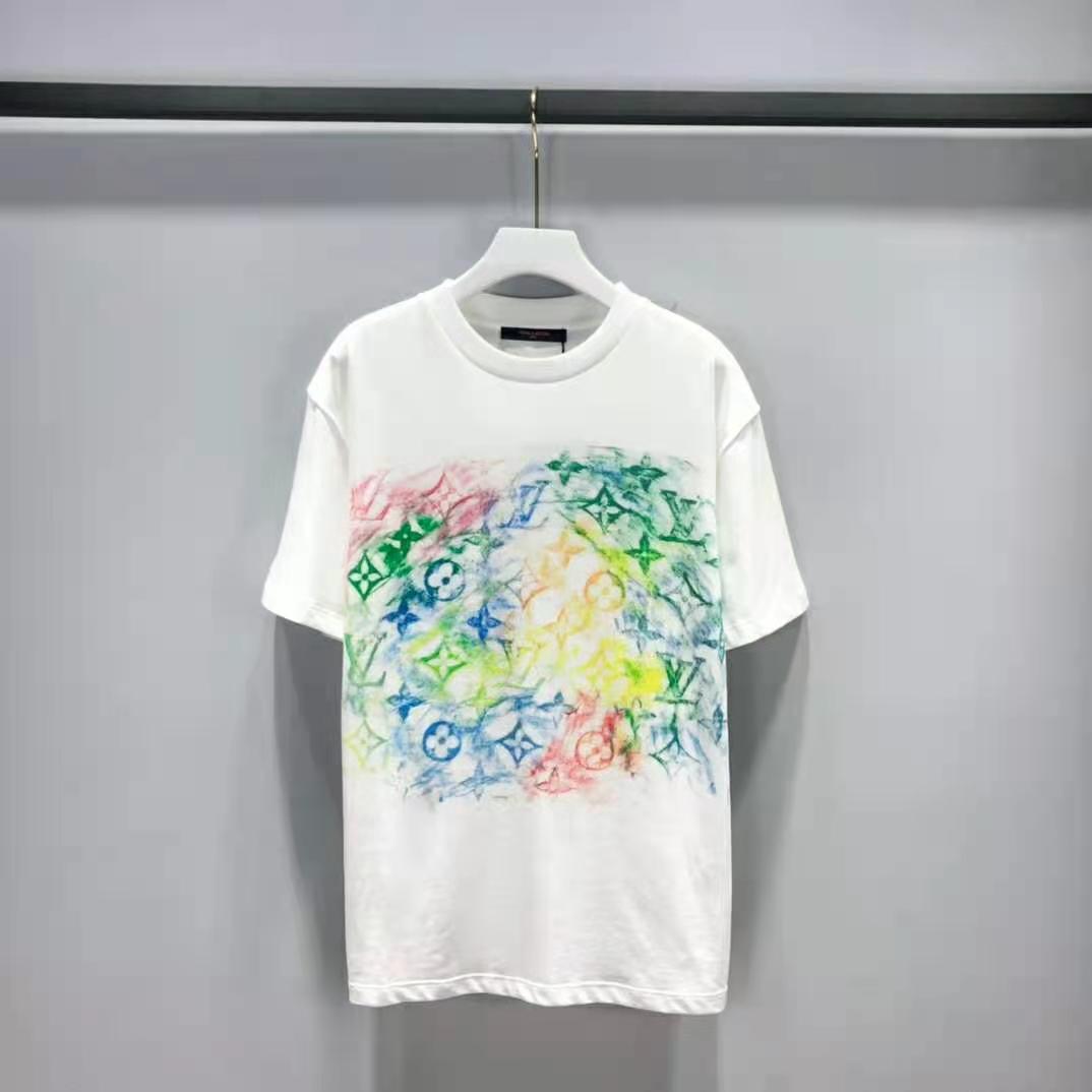 Louis Vuitton Women Front Printed Pastel Monogram T-Shirt Cotton White Regular Fit