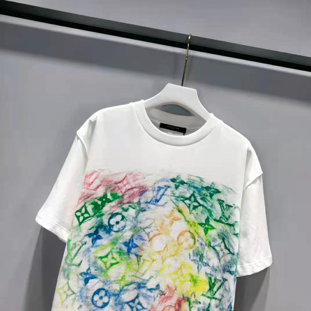 Louis Vuitton Women Front Printed Pastel Monogram T-Shirt Cotton White Regular Fit