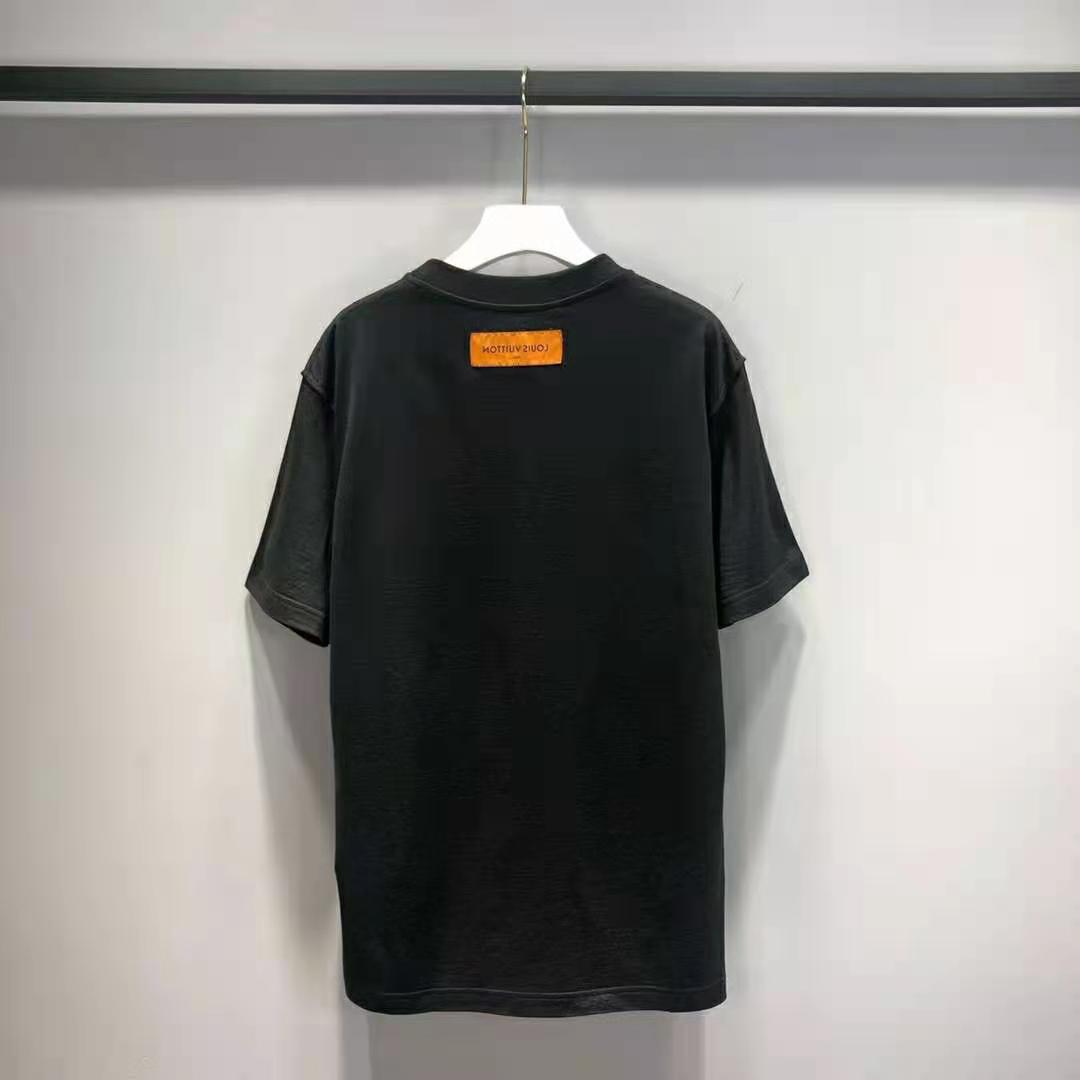 Louis Vuitton Women LV Cartoons Jacquard T-Shirt Cotton Slim Fit-Black