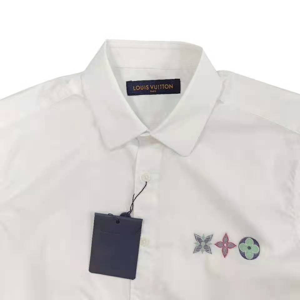 Louis Vuitton Women Multicolor Monogram Flowers Regular Shirt Cotton White