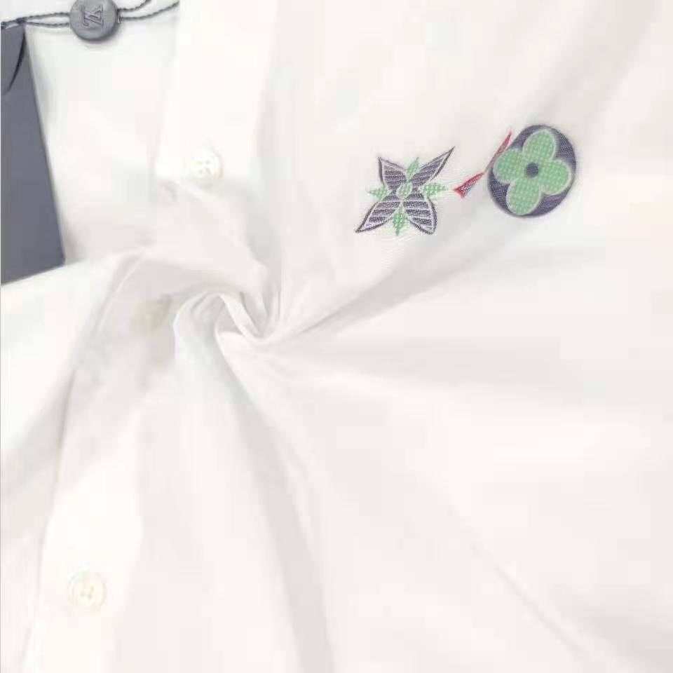 Louis Vuitton Women Multicolor Monogram Flowers Regular Shirt Cotton White