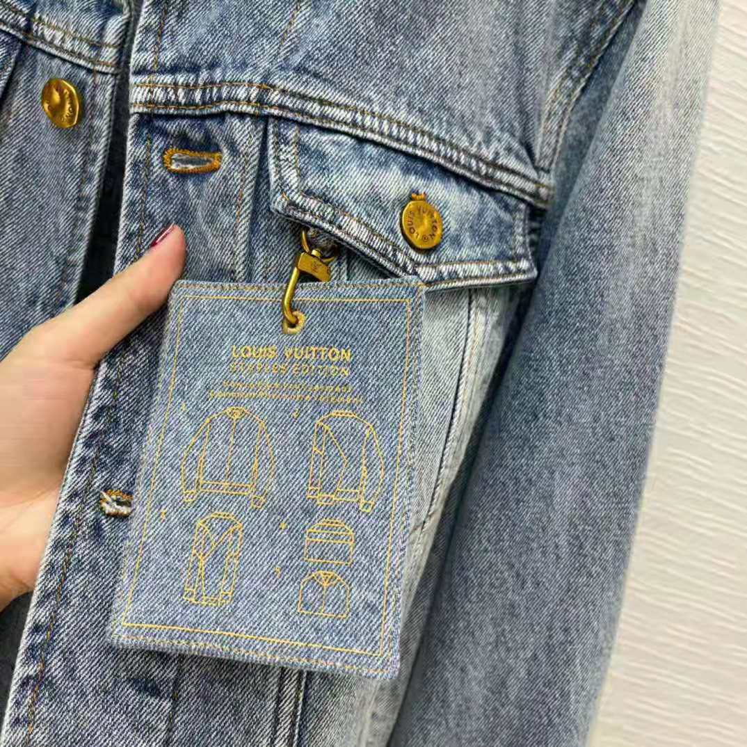 Louis Vuitton Women Staples Edition DNA Denim Jacket Cotton Indigo Regular Fit-Blue