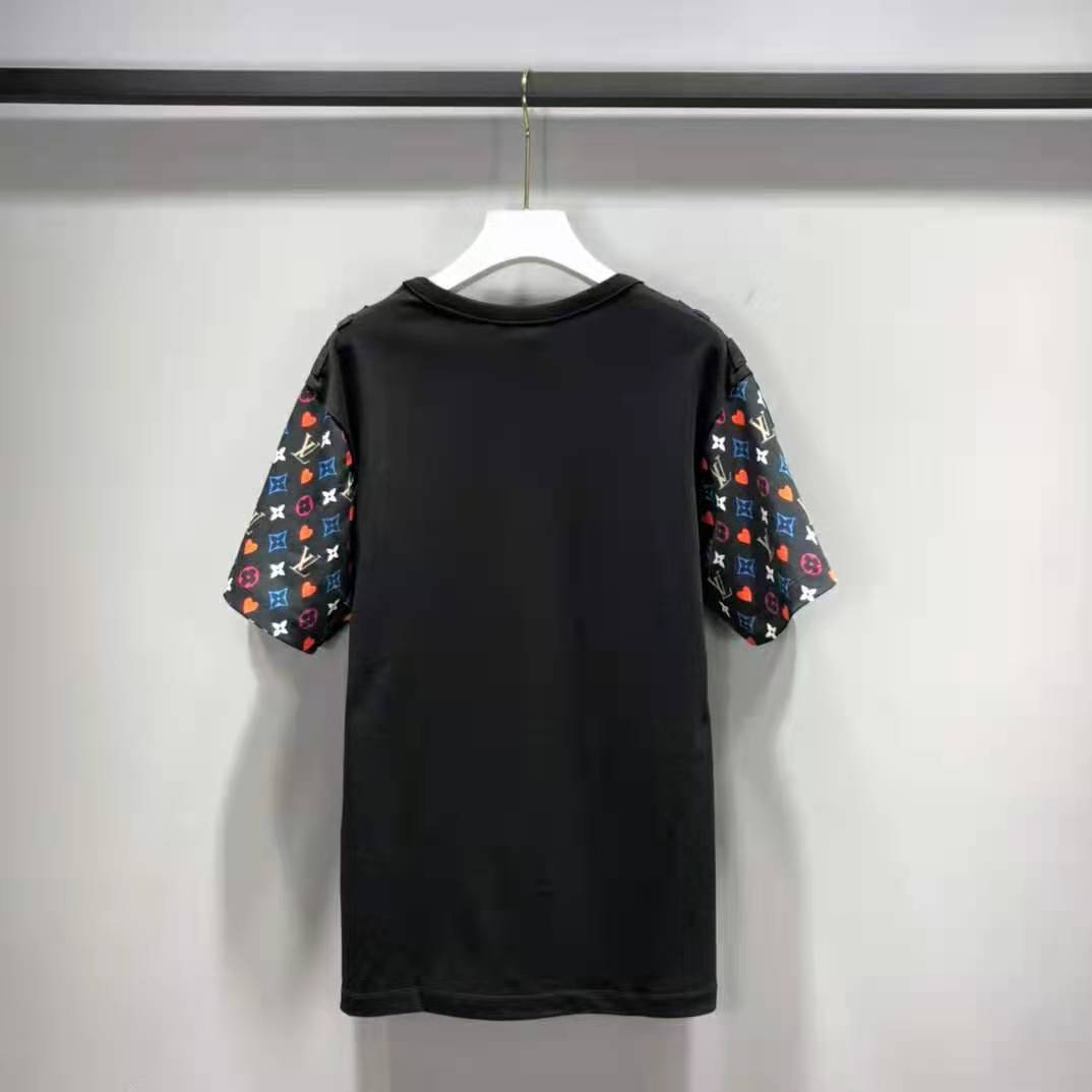 Louis Vuitton Men Game On Contrast Back Cotton T-Shirt Monogram Loop Details-Black