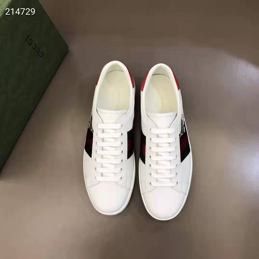 Gucci GG Unisex Ace Sneaker Cat Green Red Web Gucci Cat Embroidery