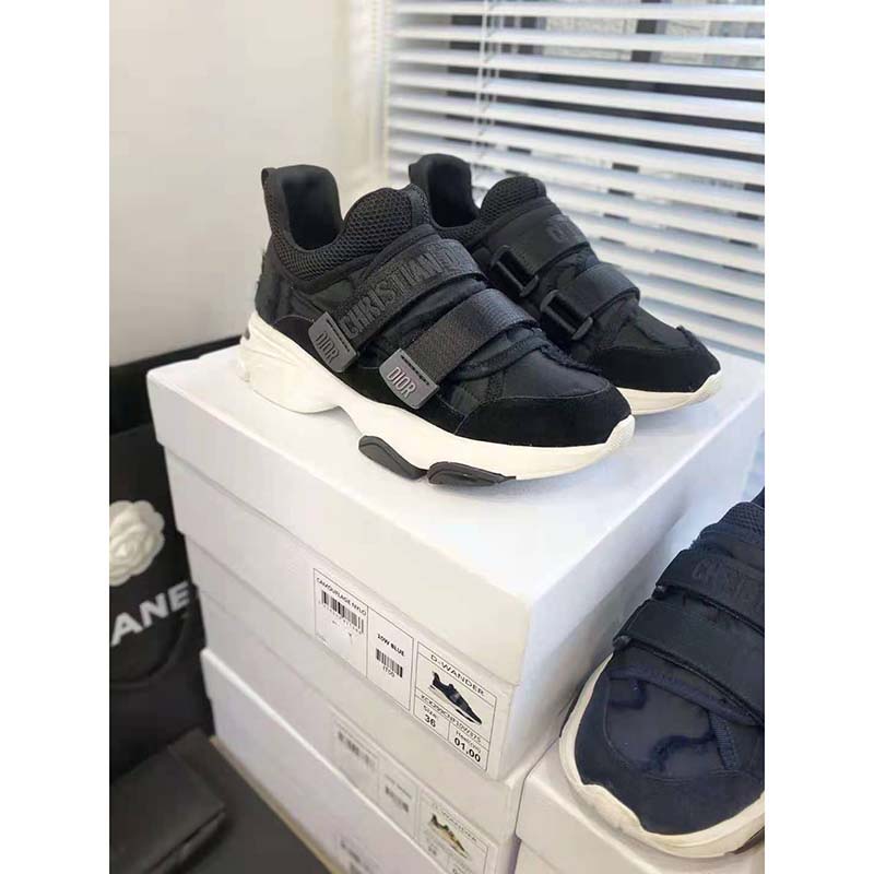 Dior Women D-Wander Sneaker Black Dior Oblique Technical Fabric