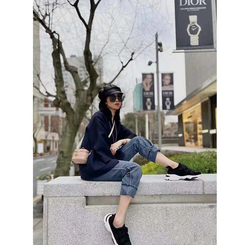 Dior Women D-Wander Sneaker Black Dior Oblique Technical Fabric