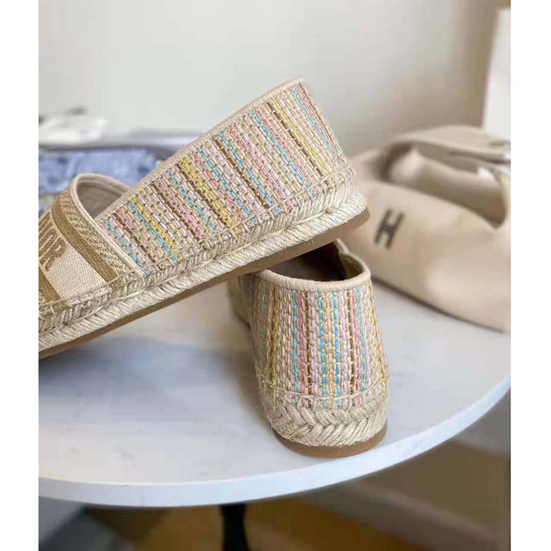 Dior Women Dior Granville Espadrille Multicolor Dior Or Metallic Thread Embroidered Cotton