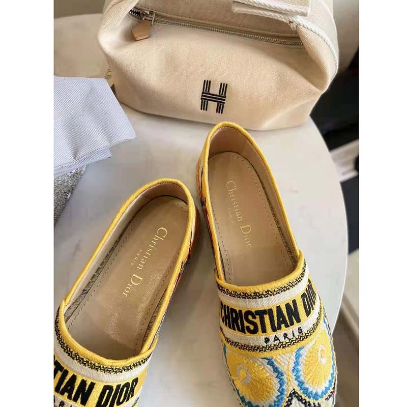 Dior Women Dior Granville Espadrille Turquoise Dior In Lights Embroidered Cotton