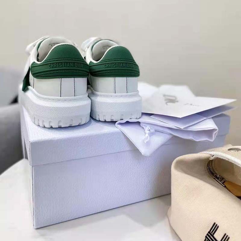 Dior Women Dior-ID Sneaker White and Green Calfskin and Rubber