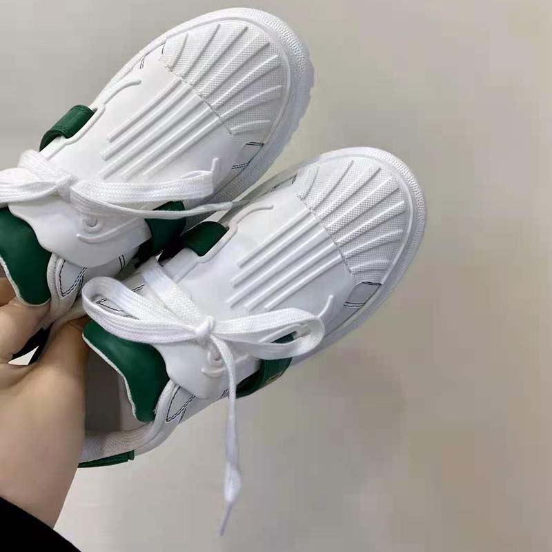 Dior Women Dior-ID Sneaker White and Green Calfskin and Rubber