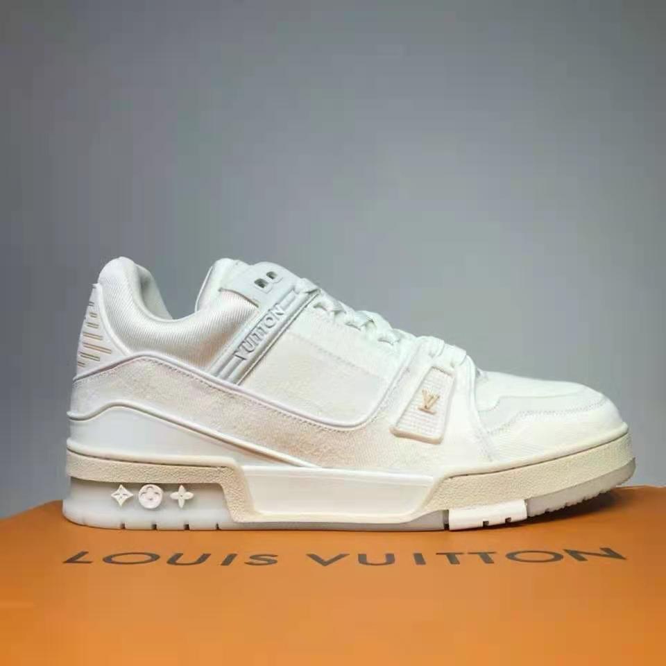 Louis Vuitton LV Unisex LV Trainer Sneaker Monogram Denim with Tonal Suede Calf Leather