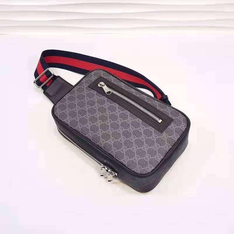 Gucci GG Unisex GG Black Belt Bag Black Grey Soft GG Supreme