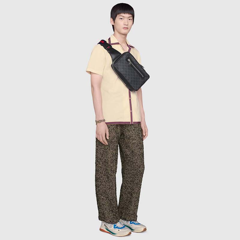 Gucci GG Unisex GG Black Belt Bag Black Grey Soft GG Supreme