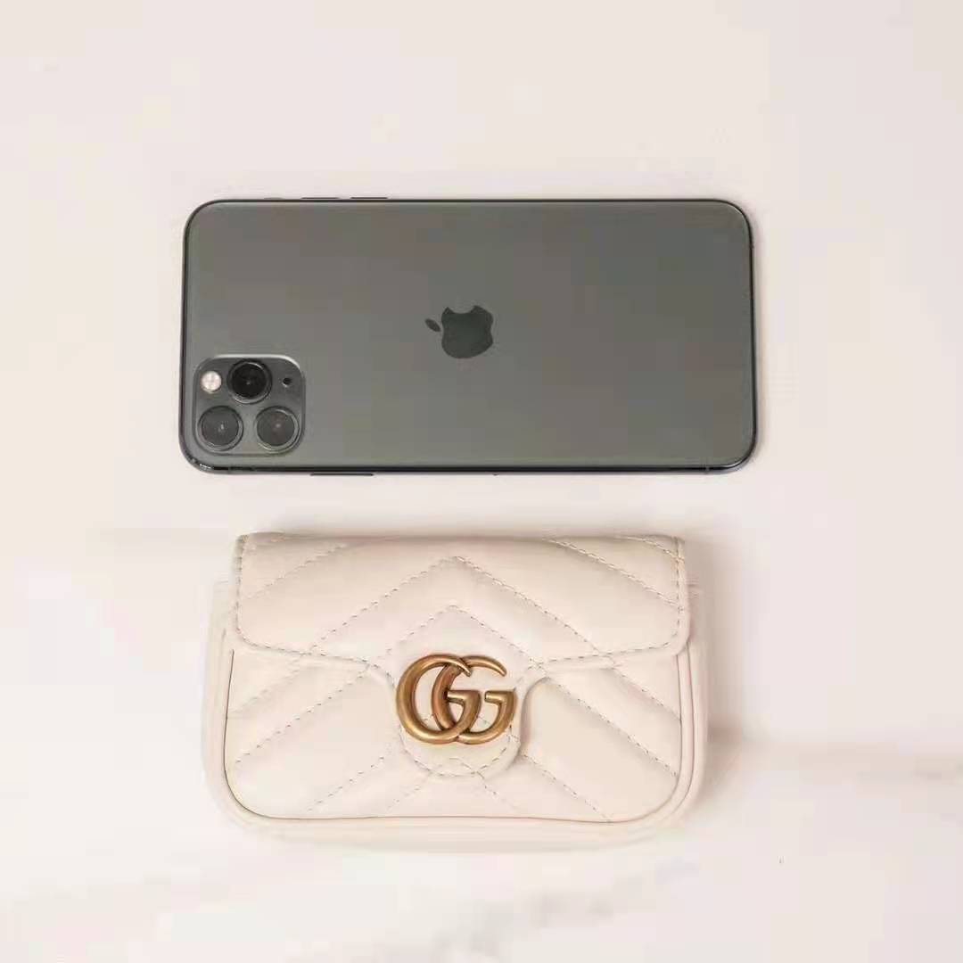 Gucci GG Women GG Marmont Matelassé Leather Super Mini Bag White Matelassé Chevron
