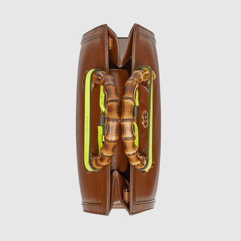 Gucci GG Women Gucci Diana Small Tote Bag Double G Brown Leather