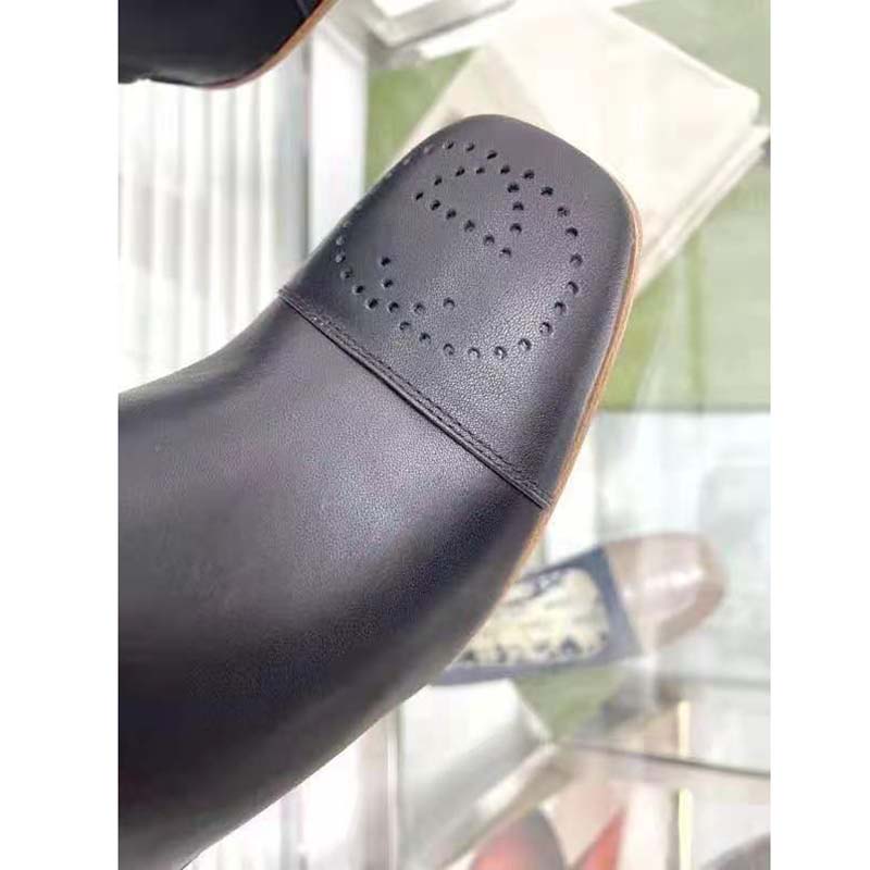 Gucci GG Women Ankle Boot with Interlocking G Black Leather 9 cm Heel