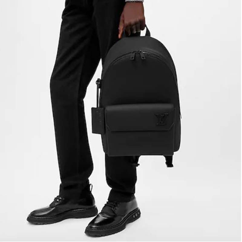 Louis Vuitton LV Unisex Aerogram Backpack Black Grained Calf Cowhide Leather
