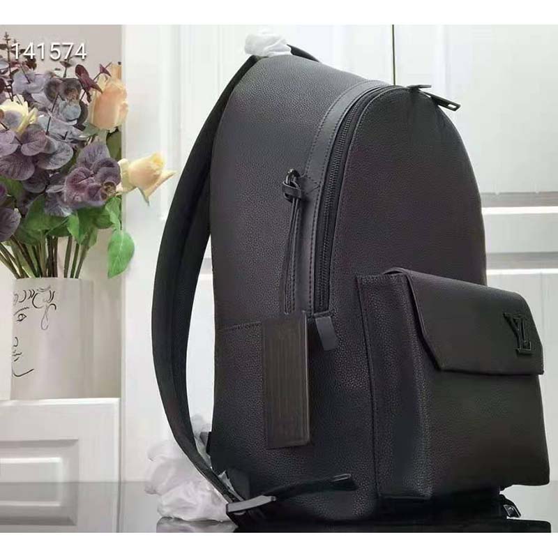 Louis Vuitton LV Unisex Aerogram Backpack Black Grained Calf Cowhide Leather