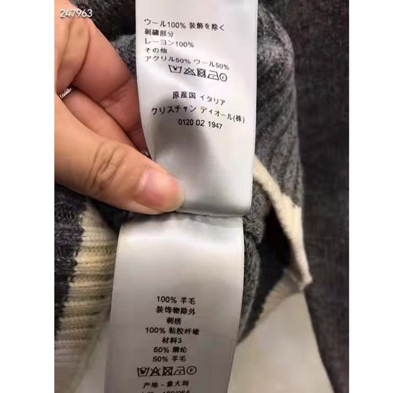 Dior CD Women Christian Dior Atelier Sweater Gray Wool Jersey