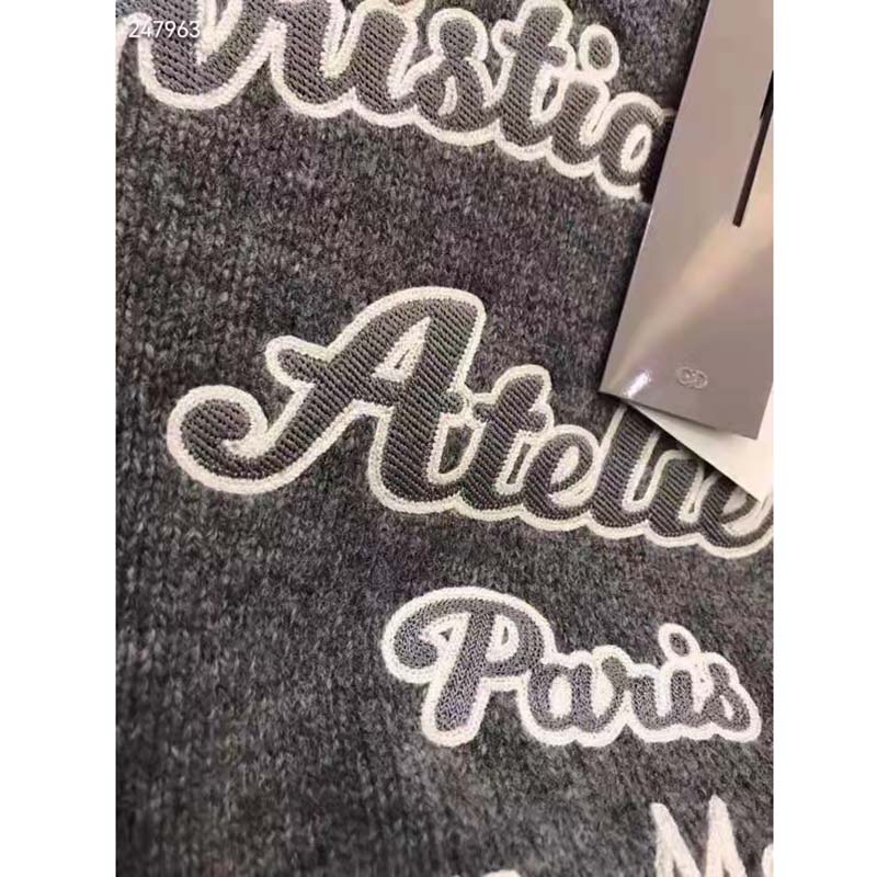 Dior CD Men Christian Dior Atelier Sweater Gray Wool Jersey