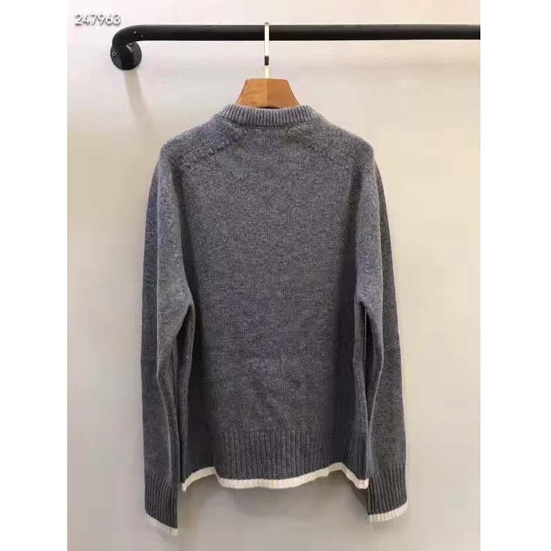 Dior CD Women Christian Dior Atelier Sweater Gray Wool Jersey