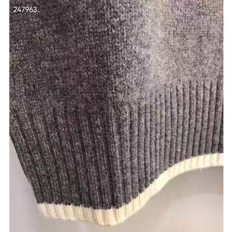 Dior CD Women Christian Dior Atelier Sweater Gray Wool Jersey