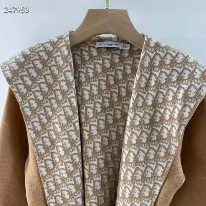 Dior CD Women Cropped Coat Hood Belt Double-Sided Wool Reference: 210M31A1375_X1245