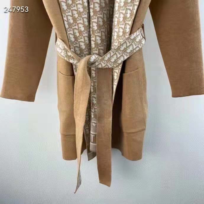 Dior CD Women Cropped Coat Hood Belt Double-Sided Wool Reference: 210M31A1375_X1245