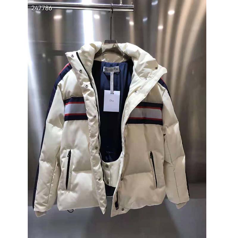 Dior Men Dioralps Hooded Down Jacket White Three-Tone Dior Star